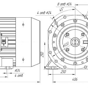 OVERALL AND CONNECTING DIMENSIONS OF THE EDKRV250LA4 ИМ2082 ENGINE